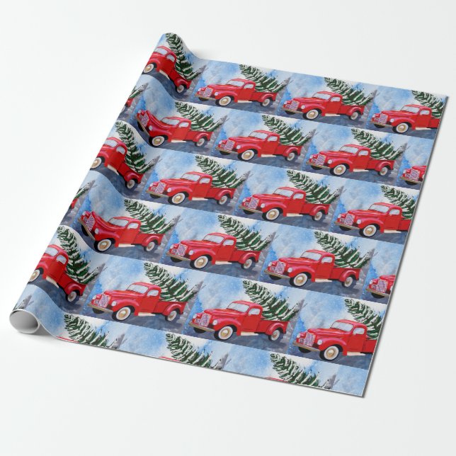 Papier Cadeau Papier d'enlèvement de Noël de Camion Rouge (Déroulé)