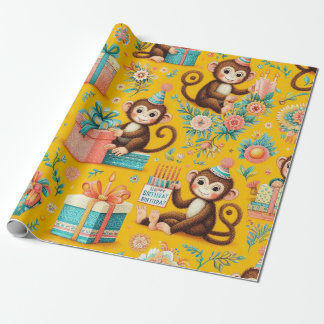 Papier Cadeau Papier d'enlèvement de petit singe