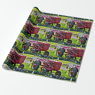 Papier Cadeau Papier d'enlèvement de tracteur rouge