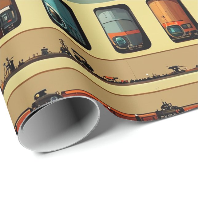 Papier Cadeau Papier d'enlèvement de train (Coin rond)