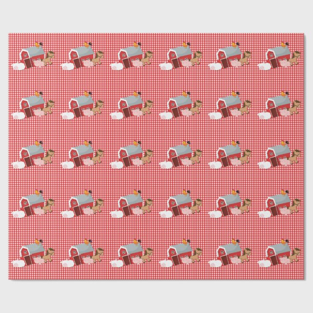 Papier Cadeau Papier d'enlèvement des petits animaux de ferme (Plat)