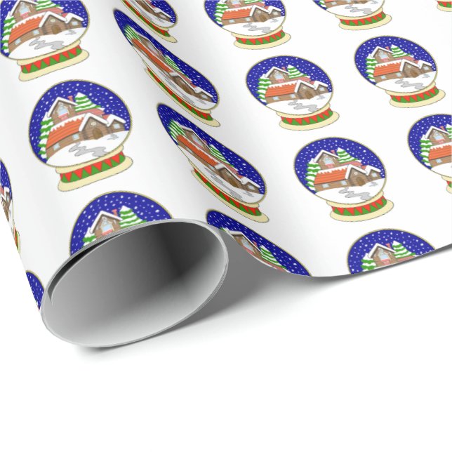 Papier Cadeau Papier d'enneigement du globe (Coin rond)