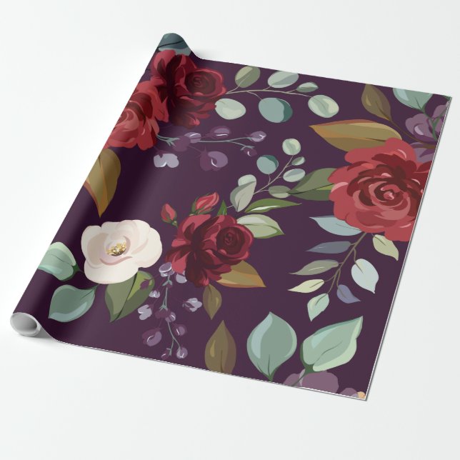 Papier Cadeau Papier d'enrobage 60 livres Plum Plum violet Rose  (Déroulé)