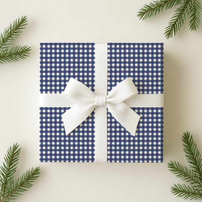 Papier Cadeau Papier d'enrobage bleu marine En vichy vacances (Créateur téléchargé)