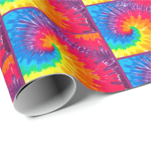 Papier Cadeau Papier d'enrobage de carreaux de teinture psychédé