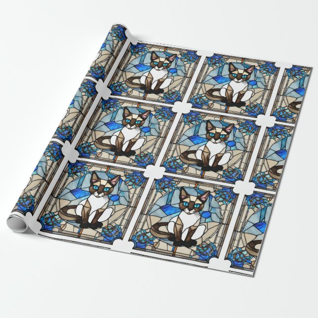 Papier Cadeau Papier d'enrobage de chats en siamese en verre ten (Déroulé)