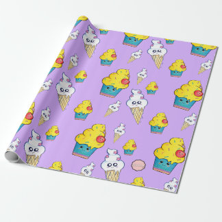 Papier Cadeau Papier d'enrobage de cône de Kawaii Cupcake et de 