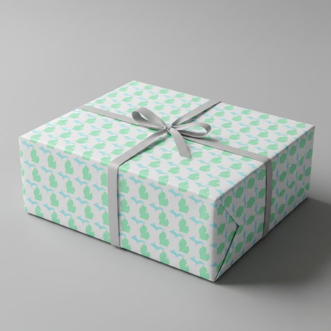 Papier Cadeau Papier d'enrobage de l'état Mint & Sky Blue Michig (Mint & Sky Blue Michigan State Wrapping Paper)