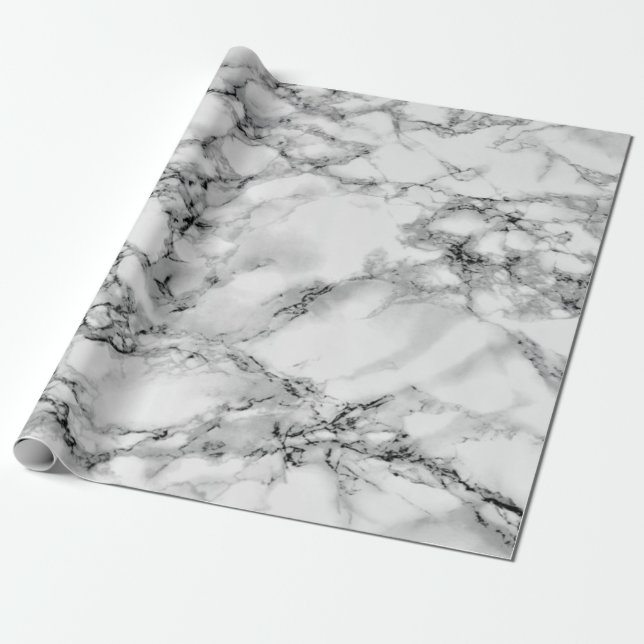 Papier Cadeau Papier d'enrobage de Marbre blanc (Déroulé)