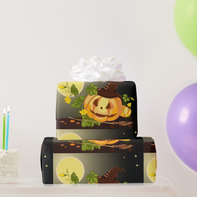 Papier Cadeau Papier d'enrobage de sorcière citrouille (Créateur téléchargé)