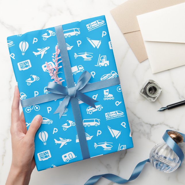 Papier Cadeau Papier d'enrobage des icônes de transport (Créateur téléchargé)