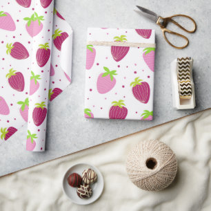 Papier Cadeau Papier d'enrobage d'impression de fraises de 30 po