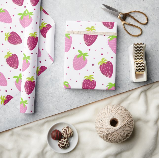 Papier Cadeau Papier d'enrobage d'impression de fraises de 30 po (Artisanat)
