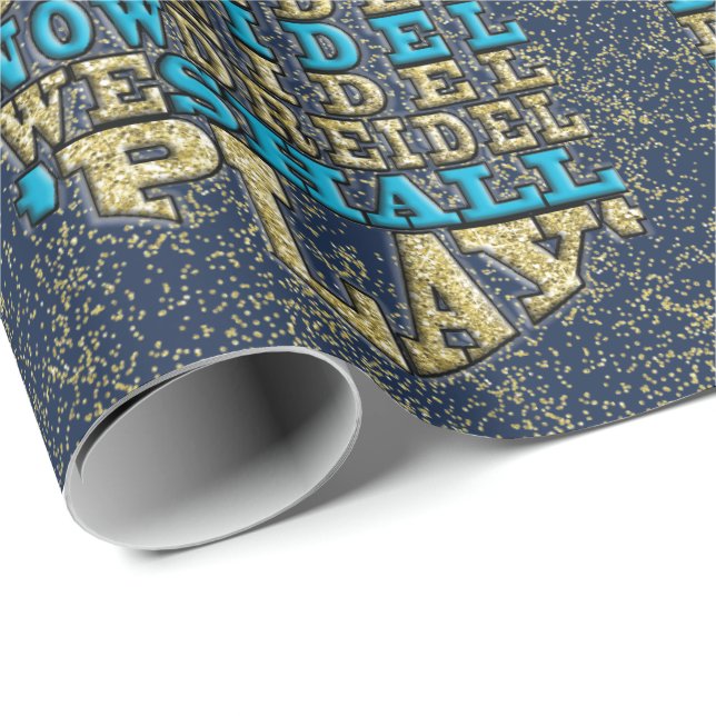 Papier Cadeau Papier d'enrobage Hanoukka "O Dreidel Dreidel..." (Coin rond)