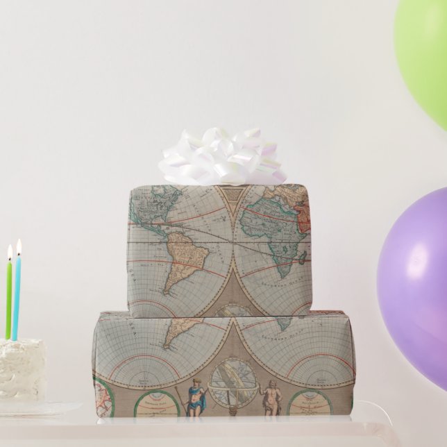 Papier Cadeau Papier d'enrobage motif de carte de l'ancien monde (Cadeaux de fête)