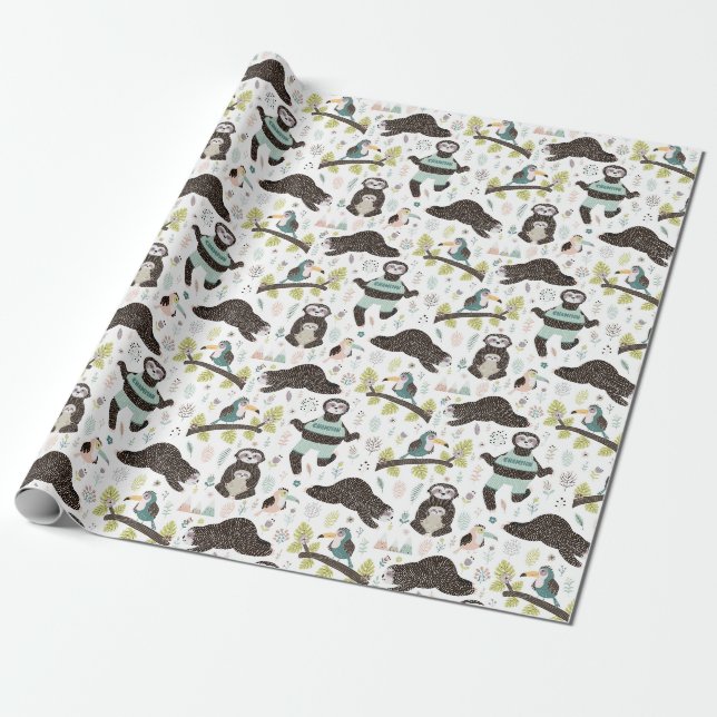 Papier Cadeau Papier d'enrobage Motif Sloth (Déroulé)
