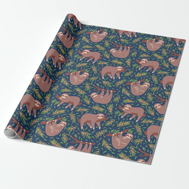 Papier Cadeau Papier d'enrobage Motif Sloth (Déroulé)
