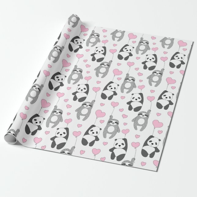 Papier Cadeau Papier d'enrobage Motif Sloth (Déroulé)