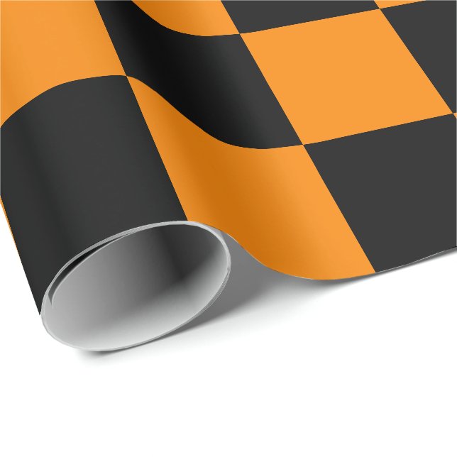 Papier Cadeau Papier d'enrobage noir et orange extra gros (Coin rond)