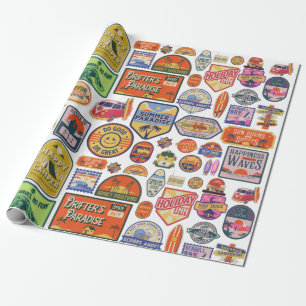 Papier Cadeau Papier d'enrobage Vintage voyage de voyage rétro
