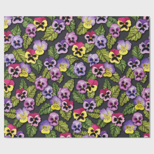 Papier Cadeau Papier d'enveloppement à fleurs de panneaux violet (Plat)