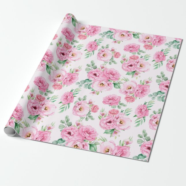 Papier Cadeau Papier d'enveloppement à motif floral (Déroulé)