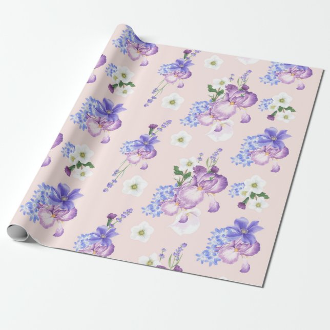 Papier Cadeau Papier d'enveloppement à motif floral (Déroulé)