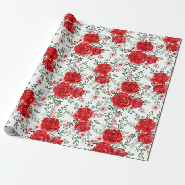 Papier Cadeau Papier d'enveloppement à motif floral (Déroulé)