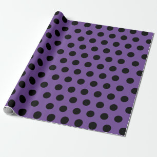 Papier Cadeau Papier d'enveloppement à point Polka moyen noir et