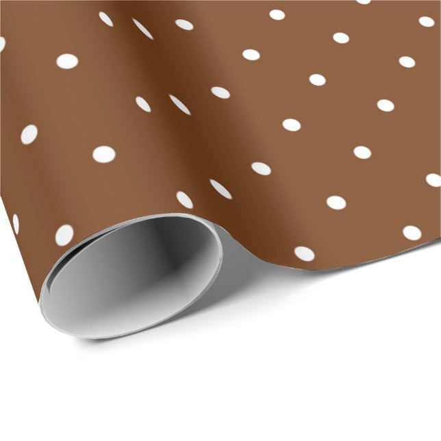 Papier Cadeau Papier d'enveloppement à points Polka Brown et bla (Coin rond)