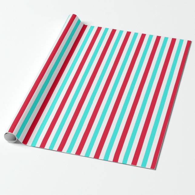 Papier Cadeau Papier d'enveloppement à rayures bleues et blanche (Déroulé)