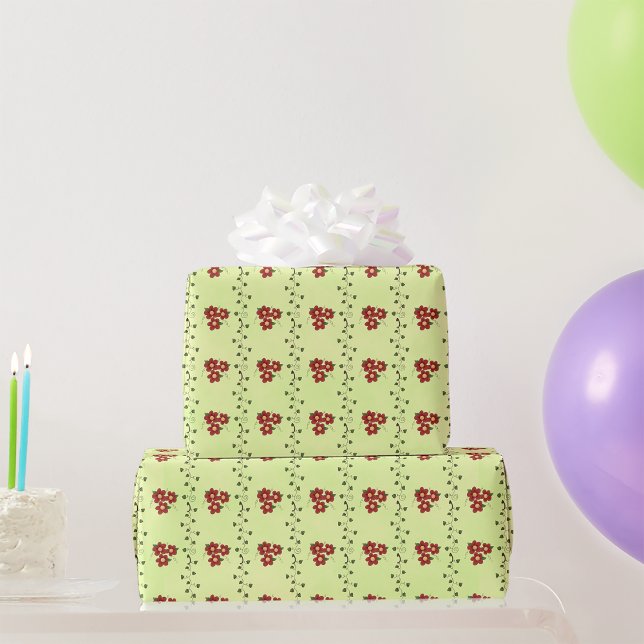 Papier Cadeau Papier d'enveloppement à rayures florales (Créateur téléchargé)