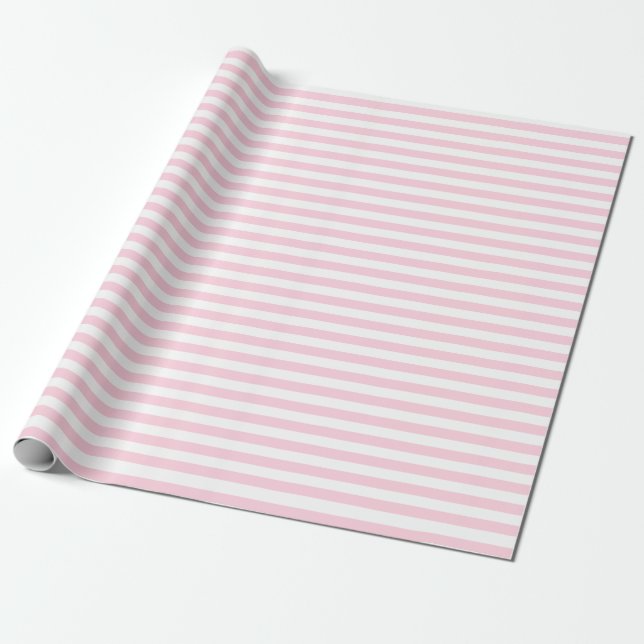 Papier Cadeau Papier d'enveloppement à rayures rose et blanc moy (Déroulé)