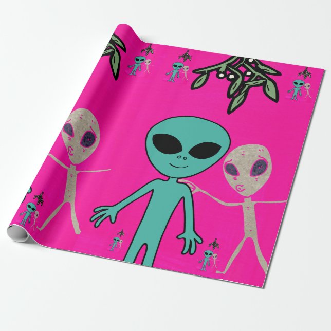 Papier Cadeau Papier d'enveloppement Alien de Noël (Déroulé)