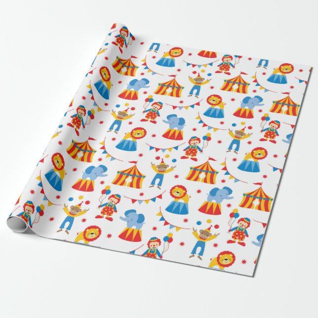 Papier Cadeau Papier d'enveloppement animal de cirque mou (Déroulé)
