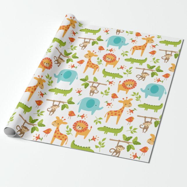 Papier Cadeau Papier d'enveloppement animal de Safari Jungle mig (Déroulé)