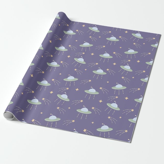 Papier Cadeau Papier d'enveloppement Anniversaire de enfant UFO  (Déroulé)