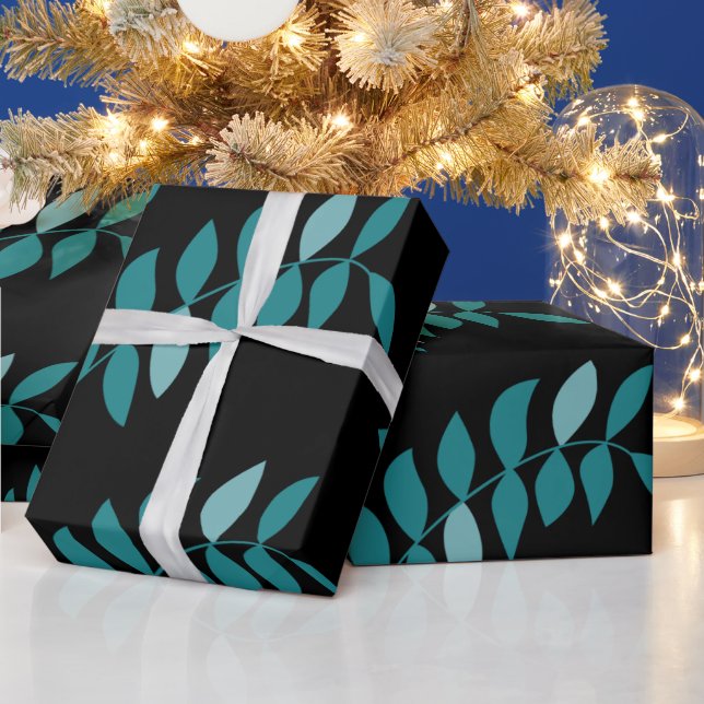 Papier Cadeau Papier d'enveloppement Aqua et Black Tropical jung (Vacances)