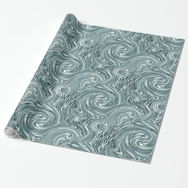 Papier Cadeau Papier d'enveloppement Aqua Swirl (Déroulé)