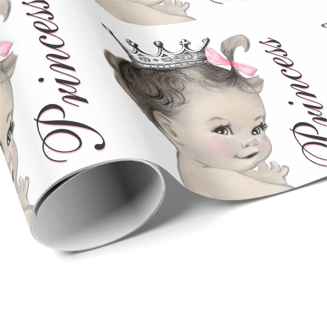 Papier Cadeau Papier d'enveloppement Baby shower Princess (Coin rond)
