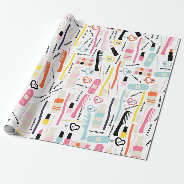 Papier Cadeau Papier d'enveloppement Beautician mignon (Déroulé)
