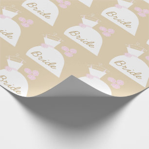 Papier Cadeau Papier d'enveloppement beige rose mariage Gown