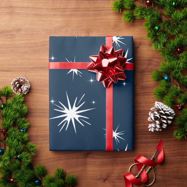 Papier Cadeau Papier d'enveloppement bleu blanc Stary de Noël (Cadeau de vacances)