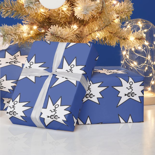 Papier Cadeau Papier d'enveloppement bleu couché à travers le pa (Vacances)
