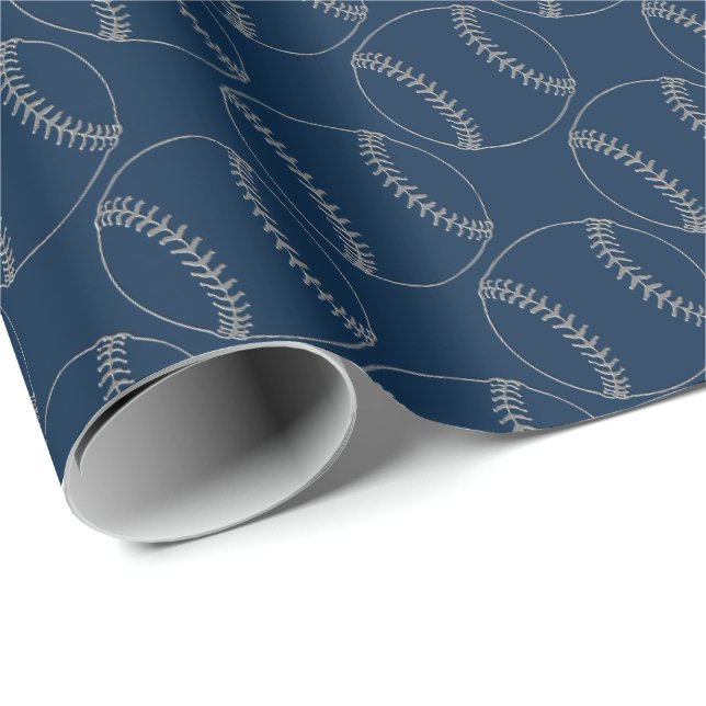 Papier Cadeau Papier d'enveloppement Bleu Embossé Art Line (Coin rond)