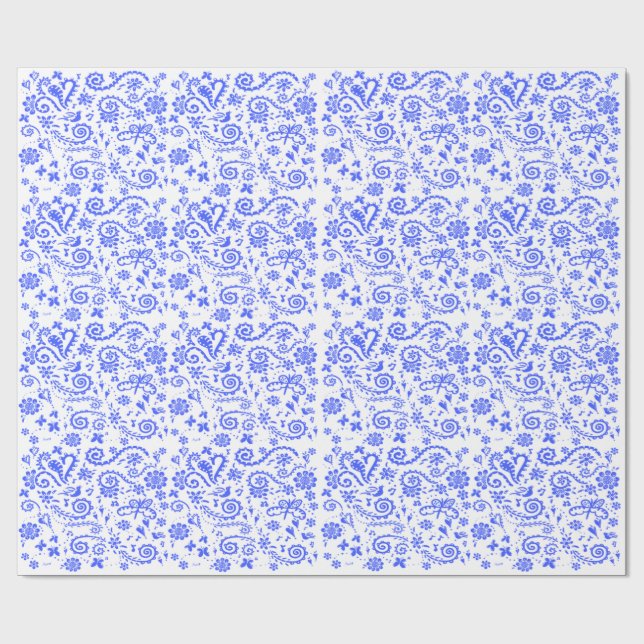 Papier Cadeau Papier d'enveloppement bleu et blanc (Plat)