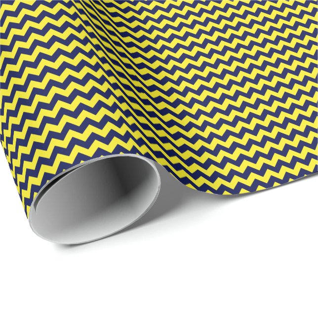 Papier Cadeau Papier d'enveloppement bleu et jaune de la Marine (Coin rond)