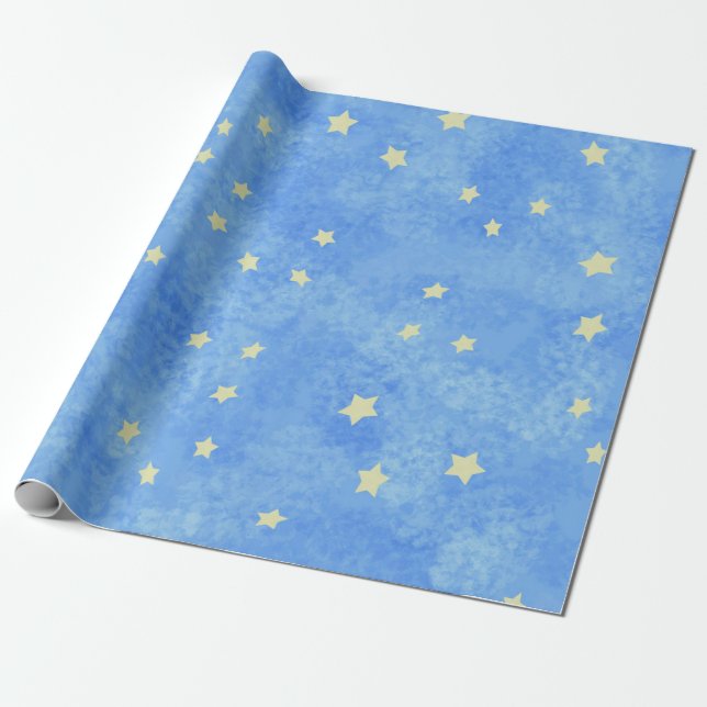 Papier Cadeau Papier d'enveloppement bleu étoilé Abstrait (Déroulé)