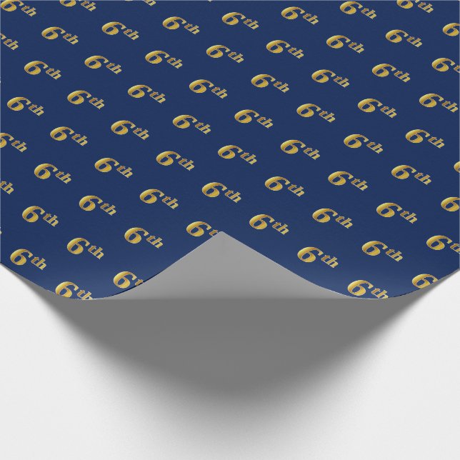 Papier Cadeau Papier d'enveloppement bleu, Faux Gold 6e (Sixième (Coin)