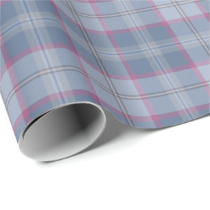 Papier Cadeau Papier d'enveloppement bleu pastel et rose Tartan